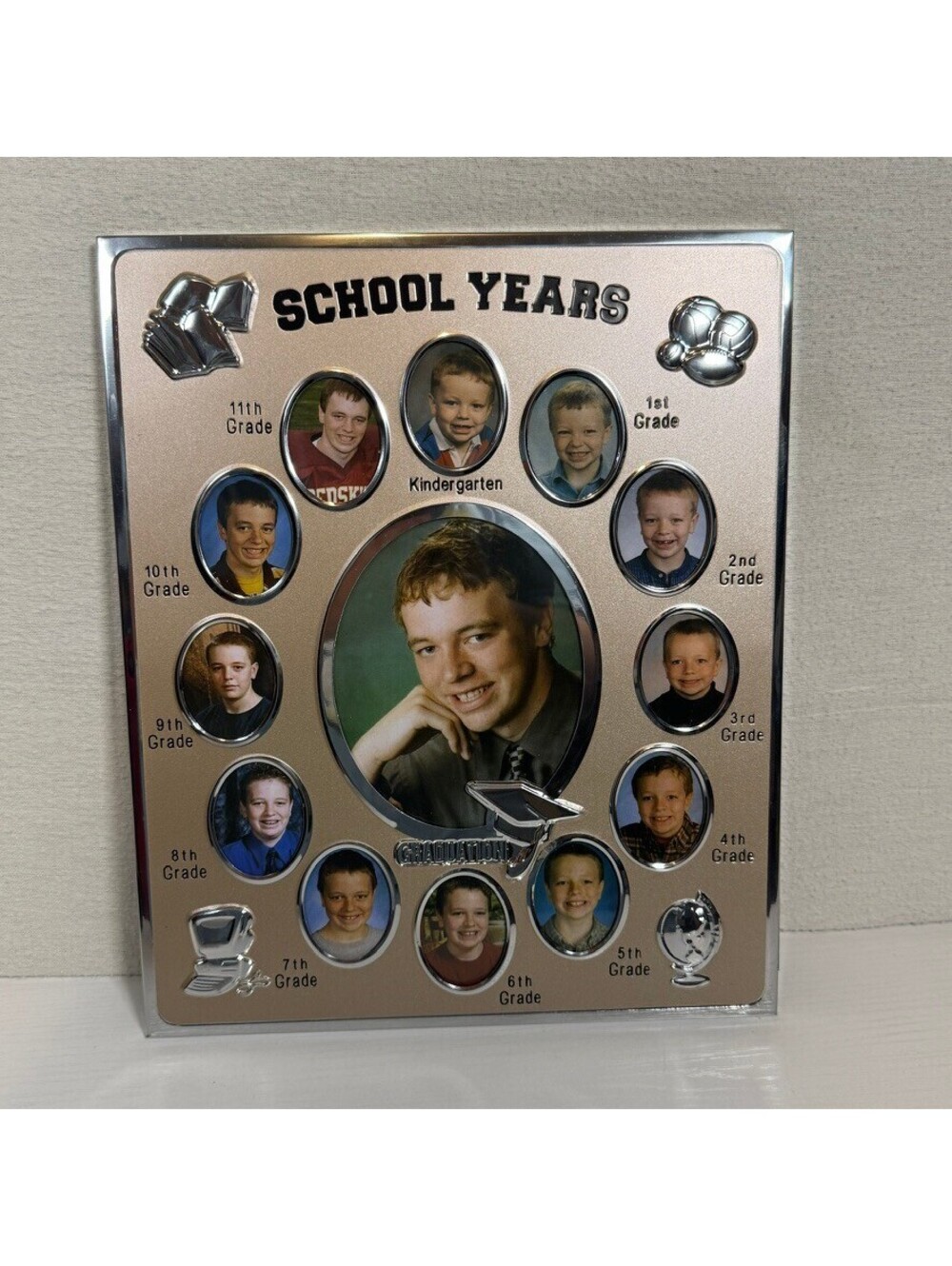 School Years Photo Frame for 12 Grade Levels with Silver-Toned Finish and Emboss - Picture 2 of 6